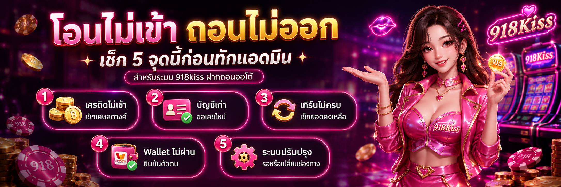 โอนไม่เข้า ถอนไม่ออก 918kiss ฝากถอน
